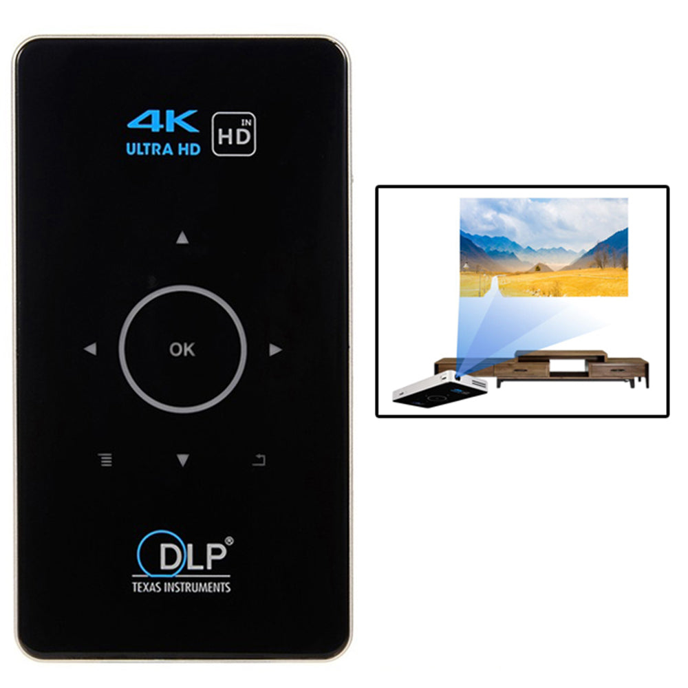 C6 1GB+8GB Mini HD 4K Movie Video DLP Android Projector WiFi Bluetooth 4.0 Portable Office Home Theater Device - EU Plug C6 1GB+8GB Mini HD 4K Movie Video DLP Android Projector WiFi Bluetooth 4.0 Portable Office Home Theater Device - EU Plug